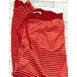 Vera Bradley Velour Jogger Pajama Bottoms Red/White Stripe Drawstring Waist SM‎